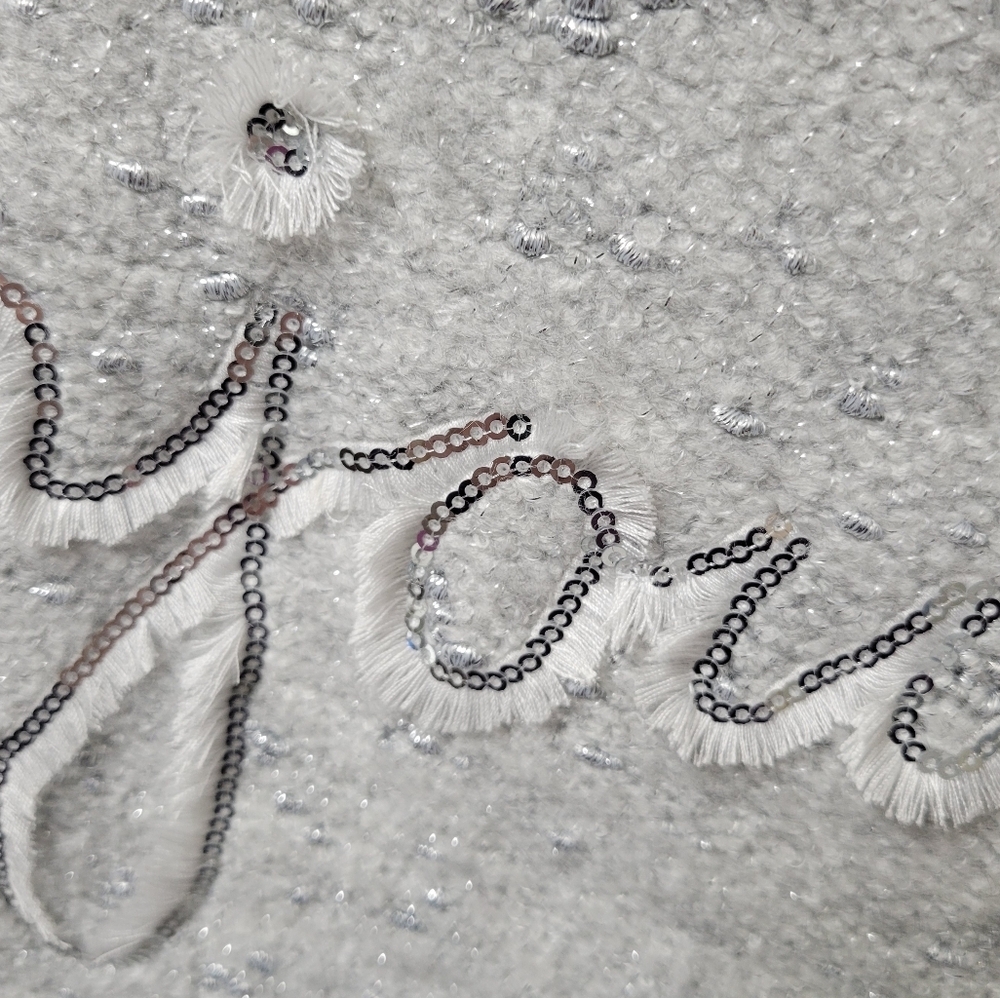 Karl Lagerfeld Gray Women's Bonjour Script Sweater | Size: XL - Picture 9 of 10